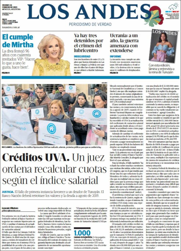 Portada de Los Andes - Mendoza (Argentina)