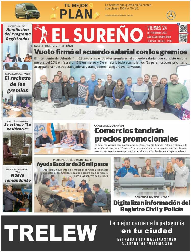 Portada de Diario El Sureño (Argentina)