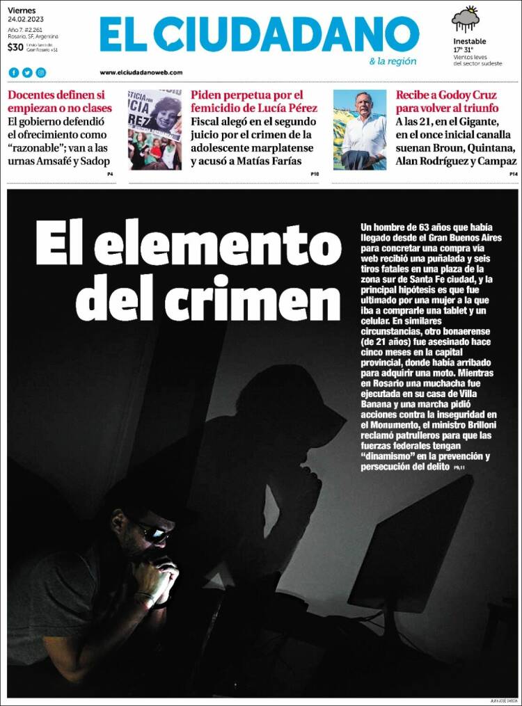 Portada de Diario El Ciudadano (Argentina)