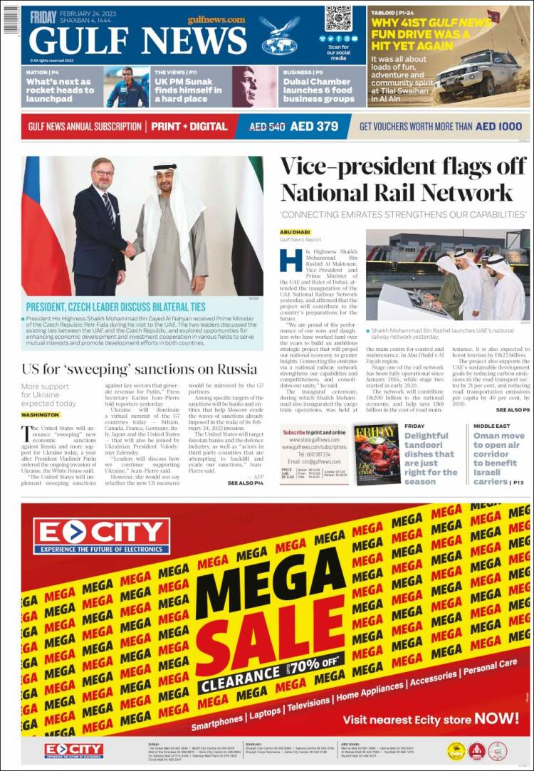 Portada de Gulf News (Asia-Pacific)