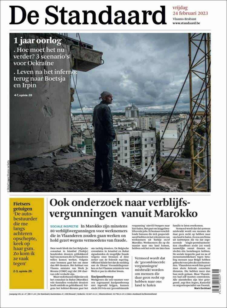 Portada de De Standaard (B&eacute;lgica)