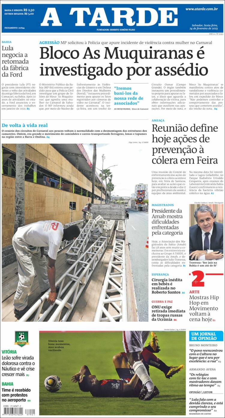 Portada de Diário A Tarde (Brasil)