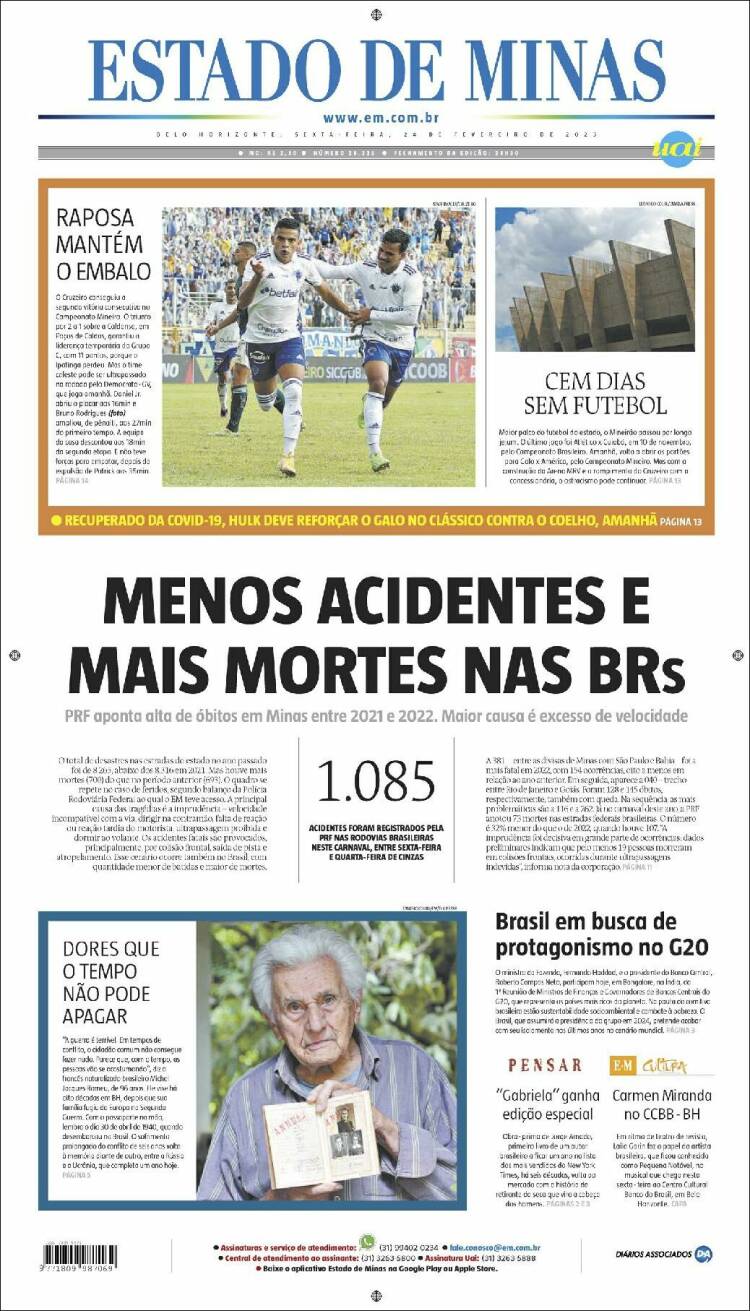 Portada de Jornal Estado de Minas (Brasil)