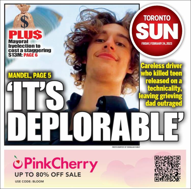 Portada de The Toronto Sun (Canadá)