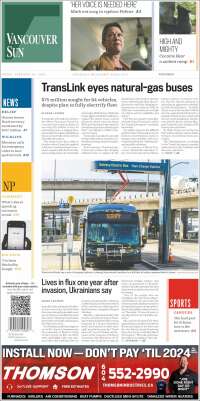 Portada de The Vancouver Sun (Canada)