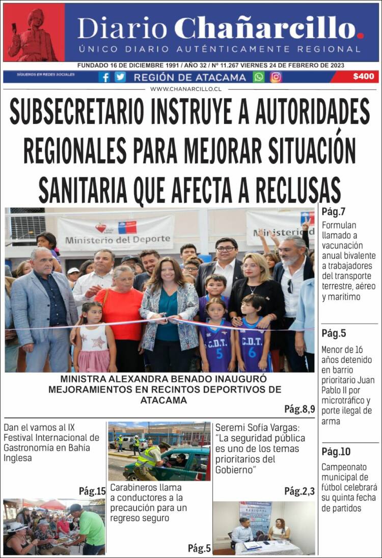 Portada de Diario Chañarcillo (Chile)