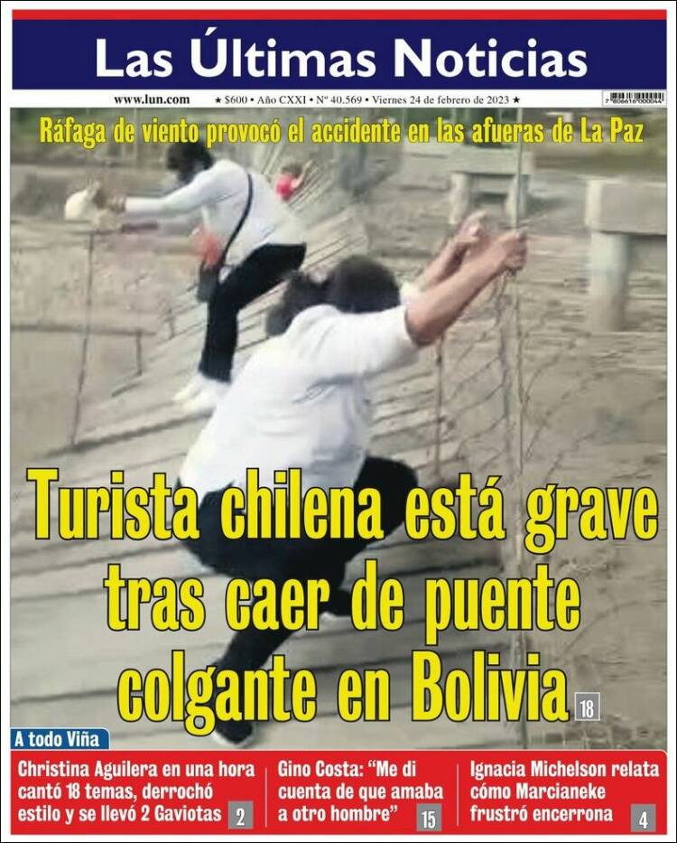 Portada de Las Últimas Noticias (Chile)