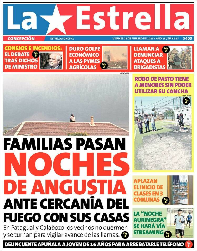 Portada de La Estrella de Concepción (Chile)