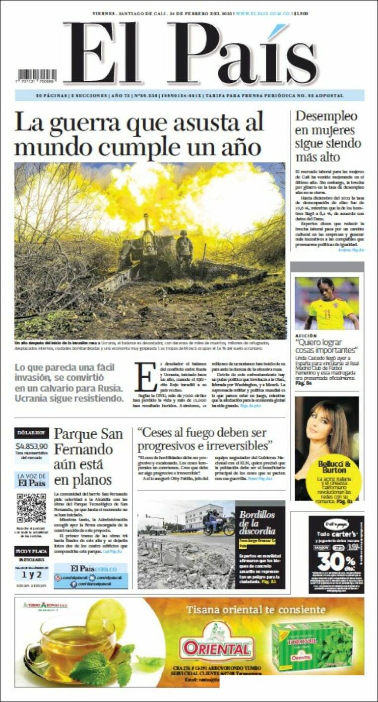Portada de El País - Cali (Colombia)