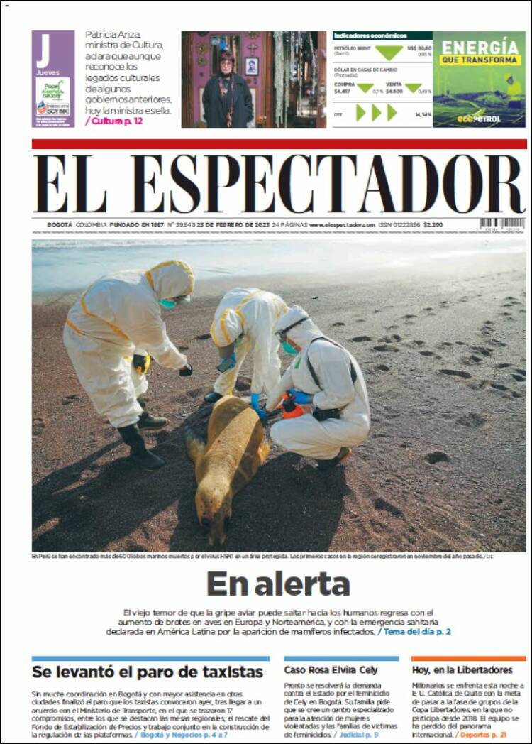 Portada de El Espectador (Colombia)