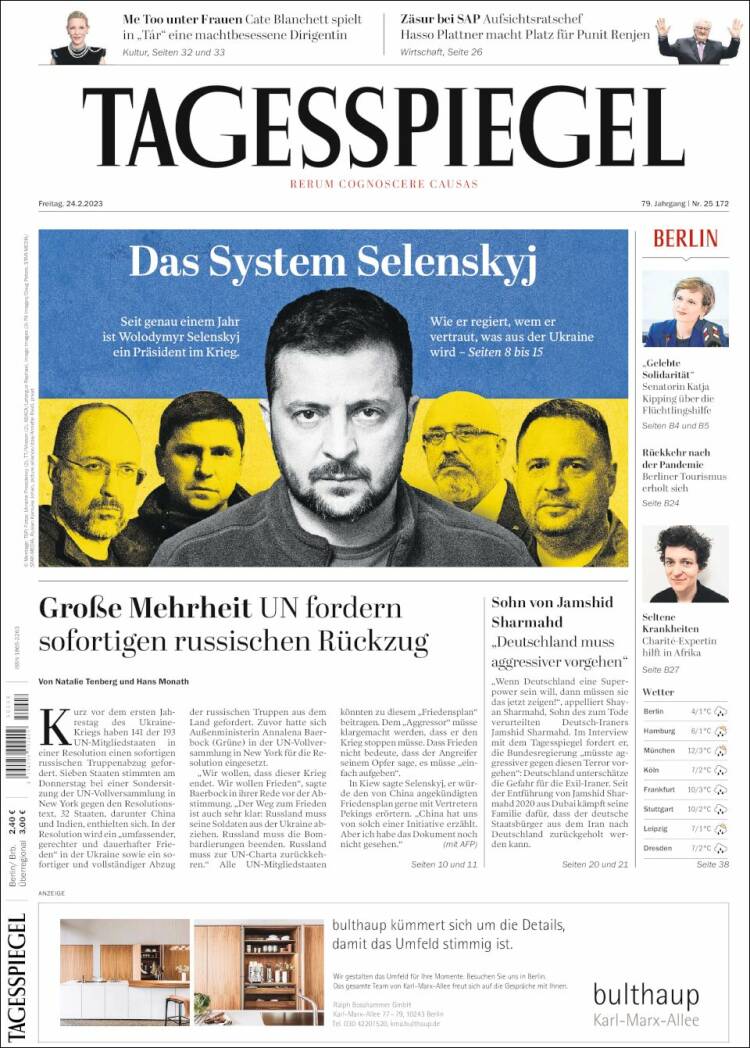 Portada de Der Tagesspiegel (Germany)