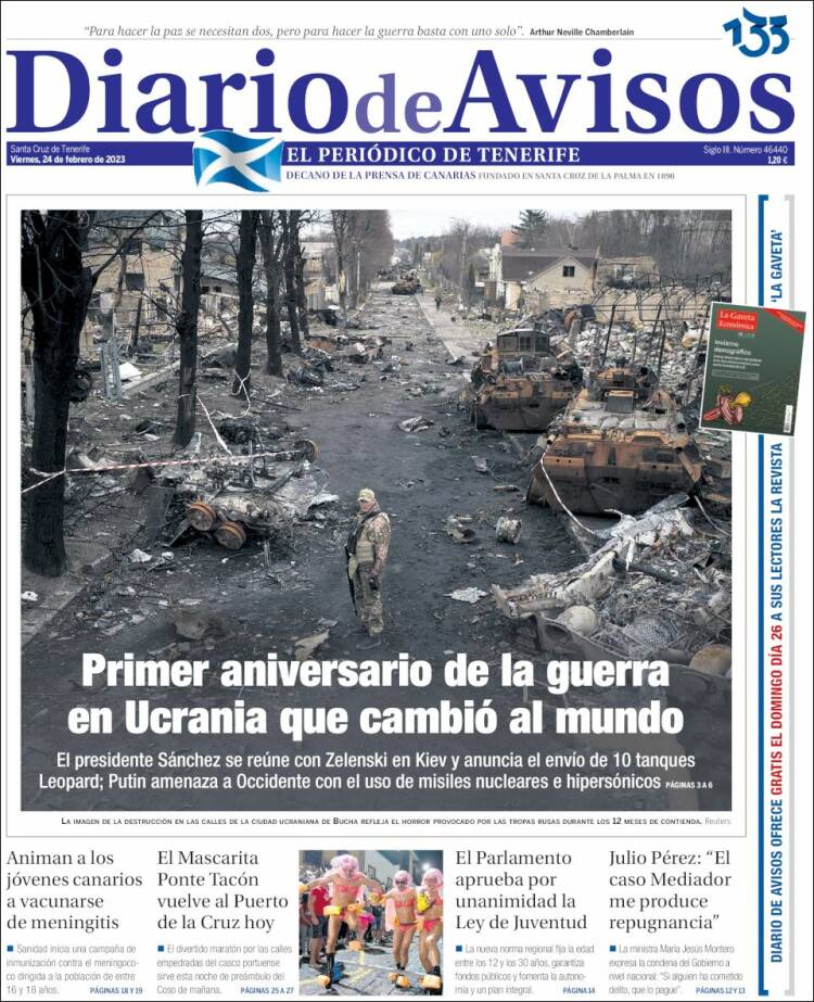 Portada de Diarios de Avisos (Spain)