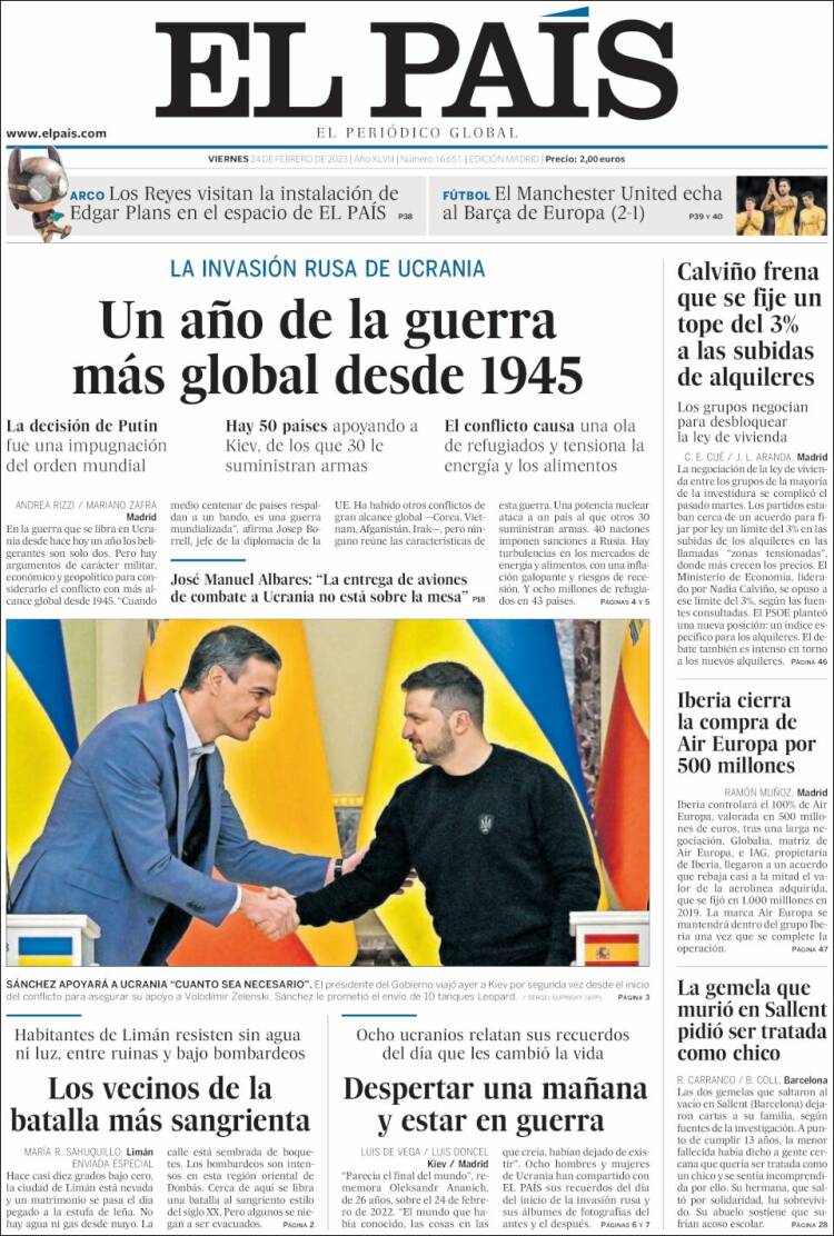 Portada de El País (Spain)