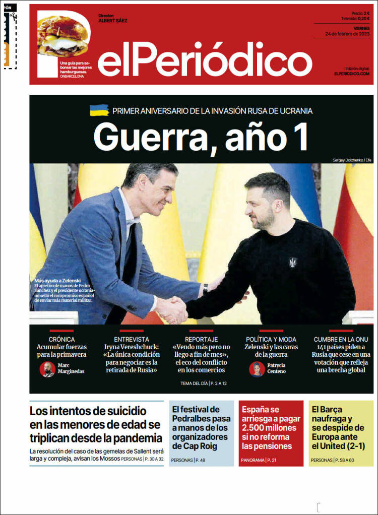 Portada de El Periódico (Spain)