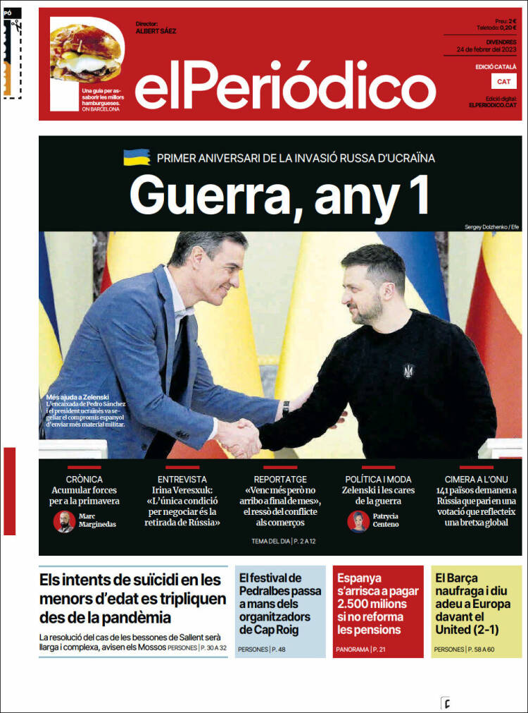 Portada de El Periódico de Catalunya (Spain)