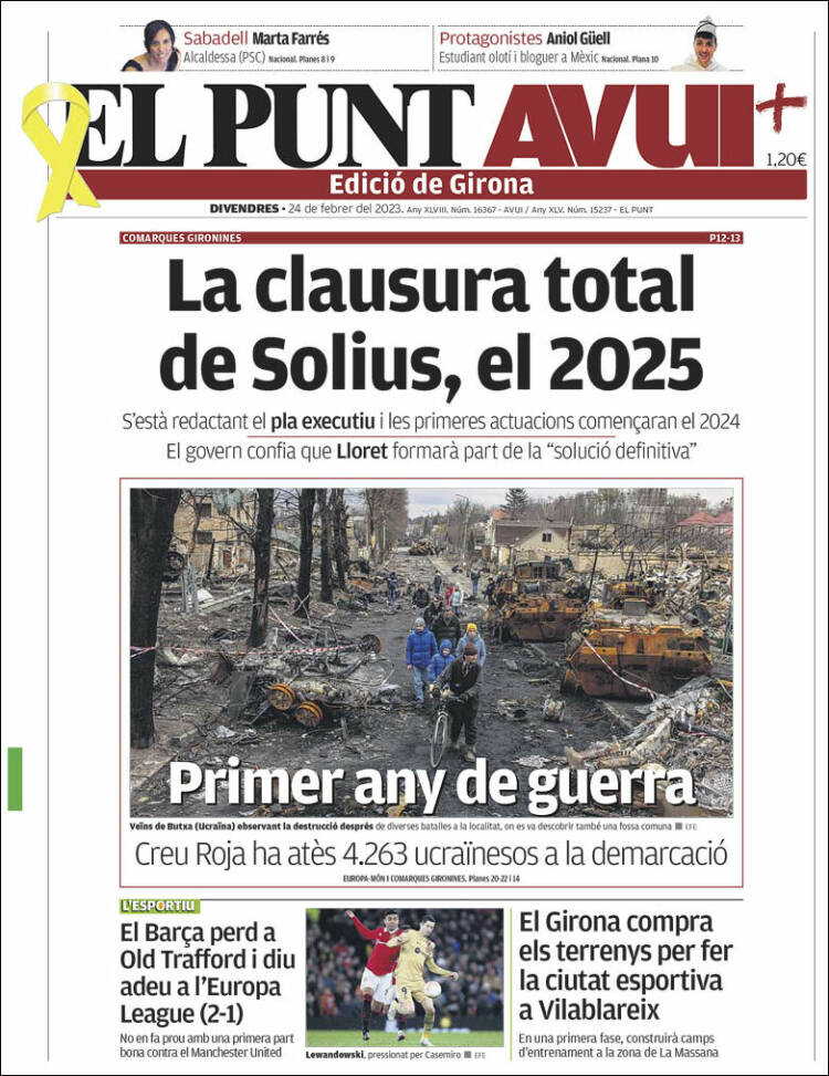 Portada de El Punt Avui - Girona (Spain)