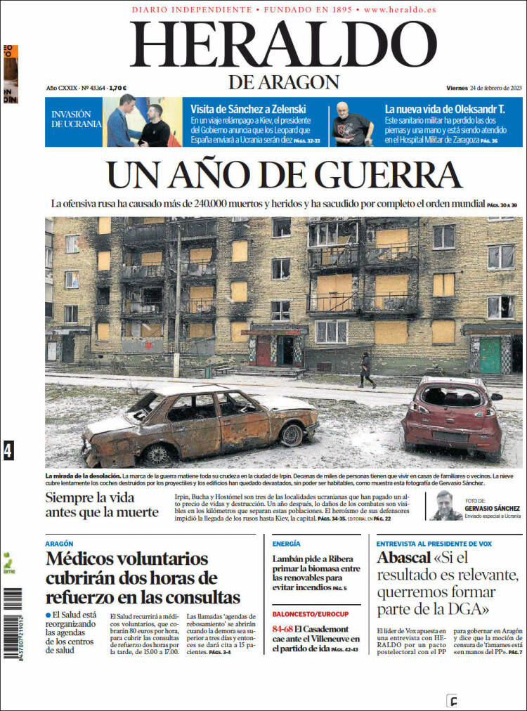 Portada de Heraldo de Aragón (Spain)