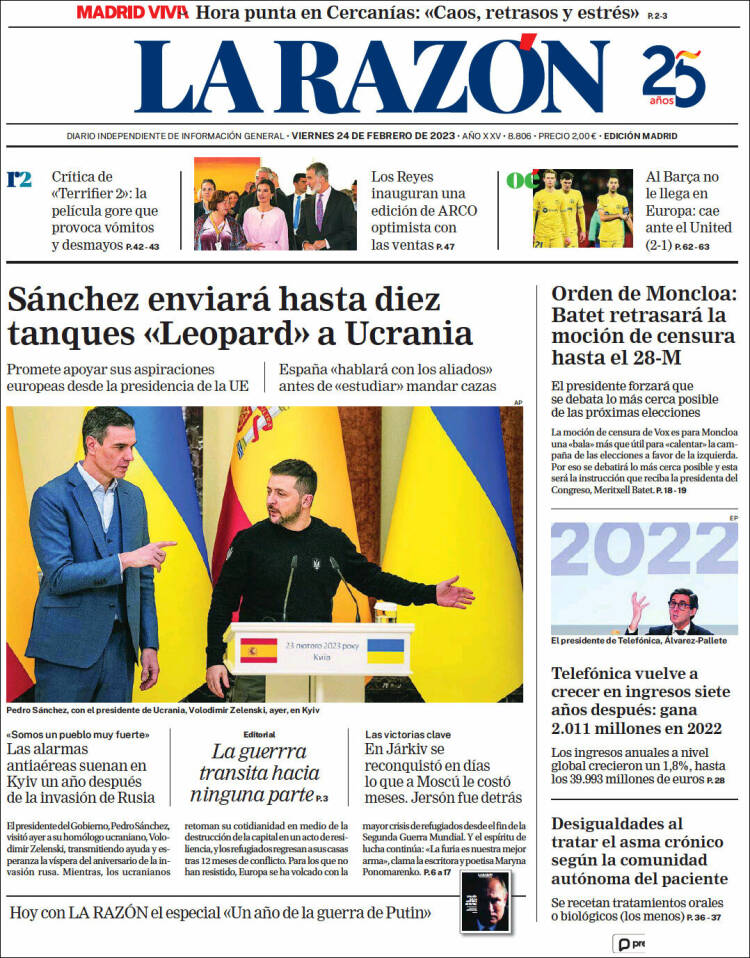 Portada de La Razón (Spain)