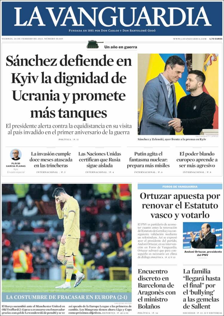 Portada de La Vanguardia (Spain)