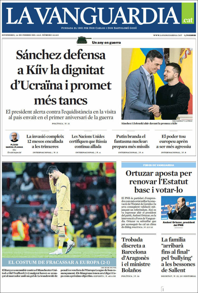 Portada de La Vanguardia (Spain)