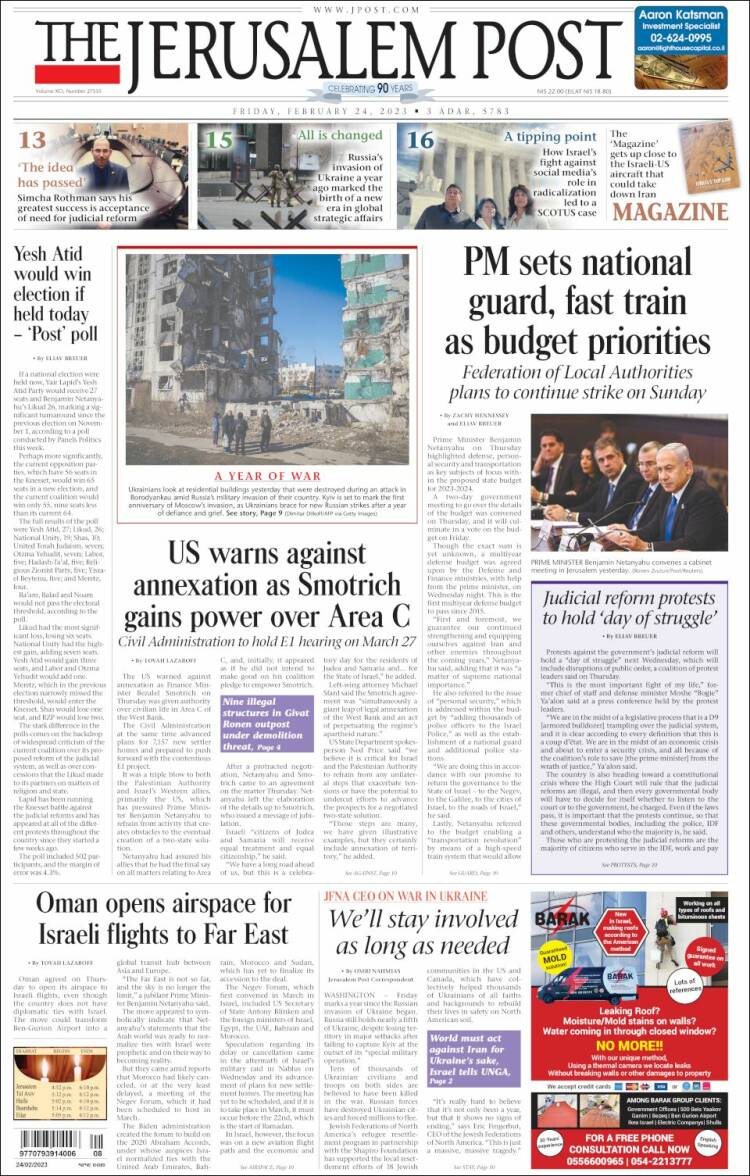 Portada de The Jerusalem Post (Israel)