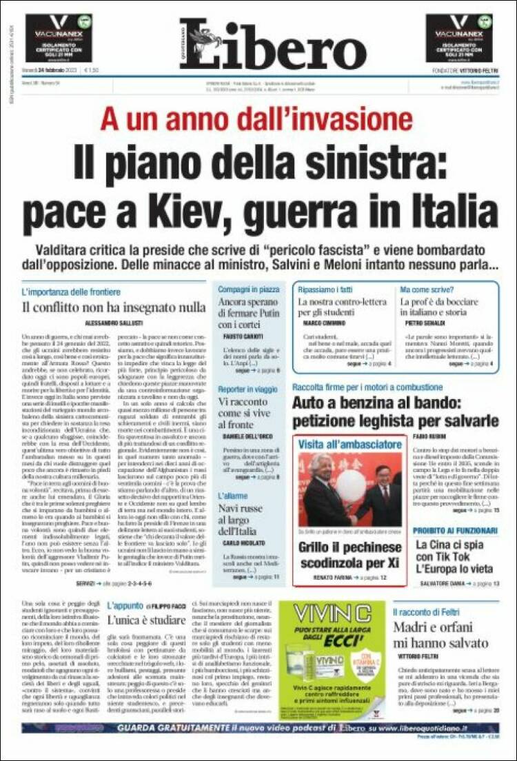 Portada de Libero (Italia)