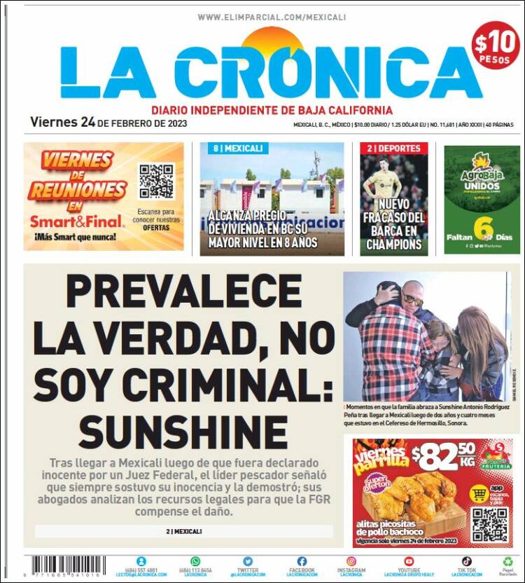 Portada de La Crónica de Baja California (México)