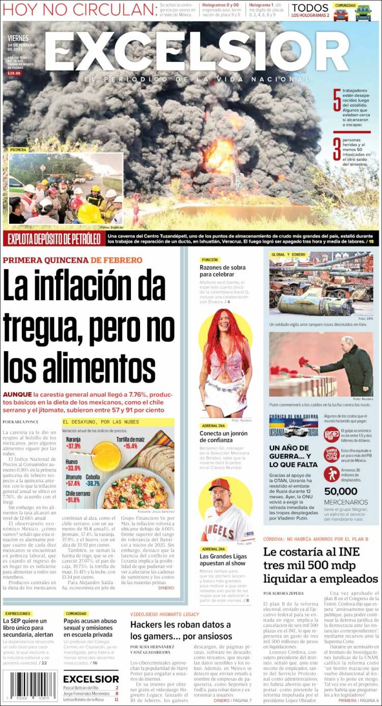 Portada de Excelsior (México)