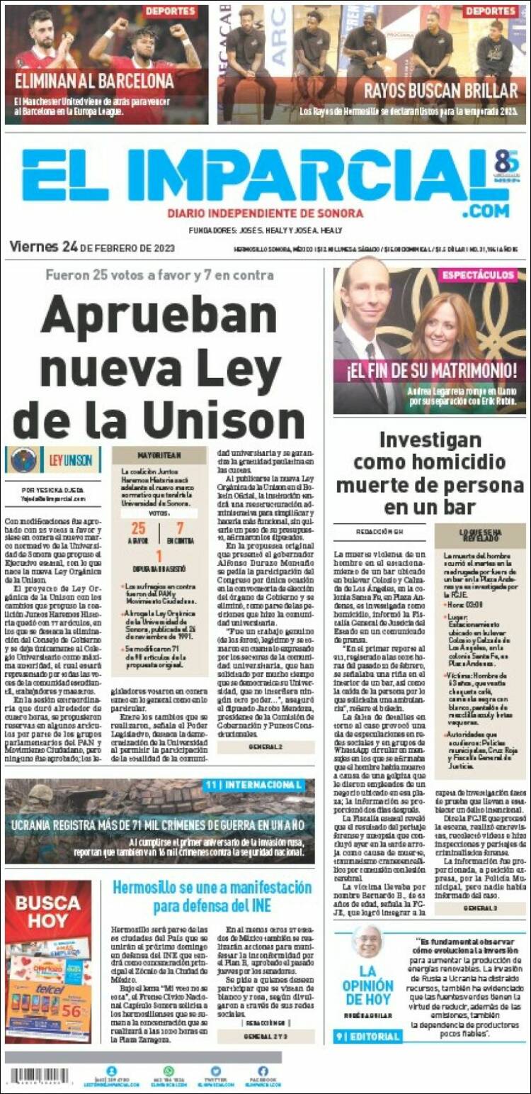 Portada de El Imparcial (México)