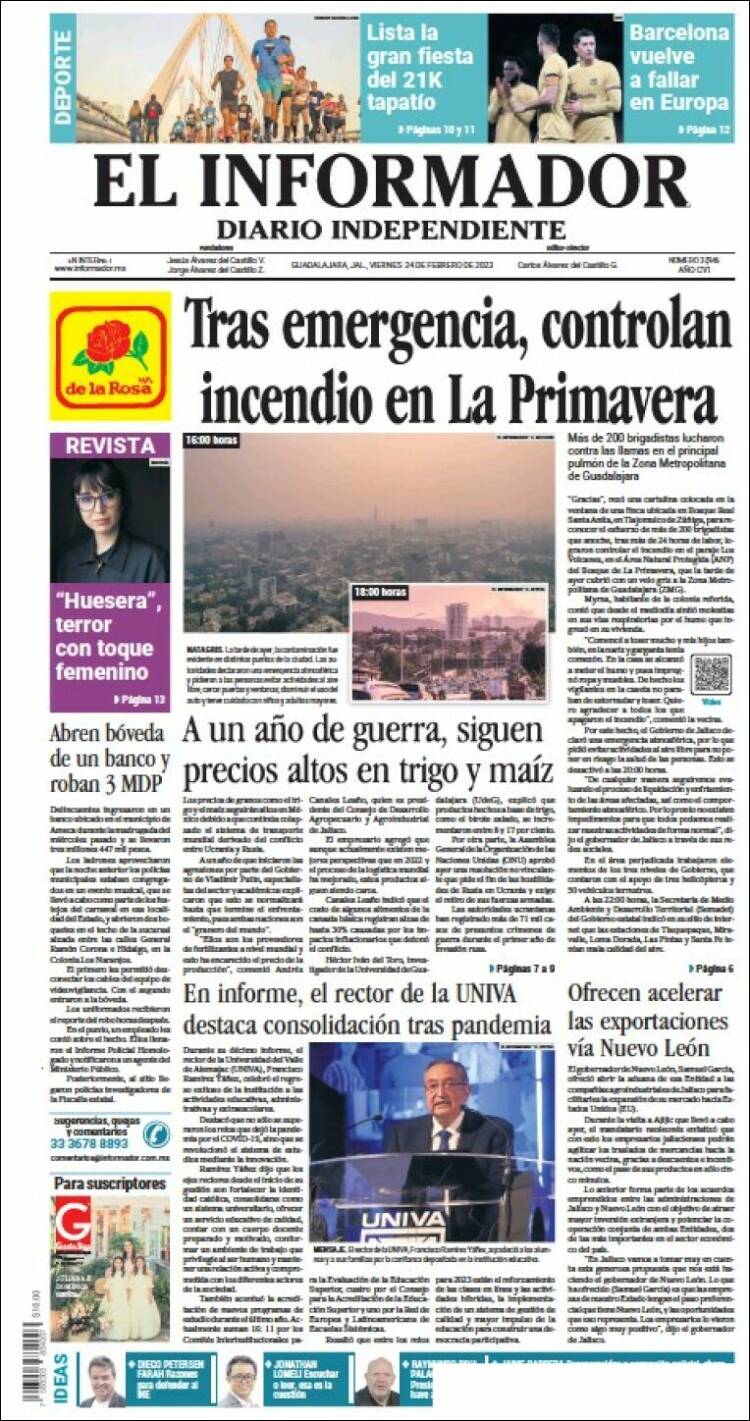 Portada de El Informador (México)