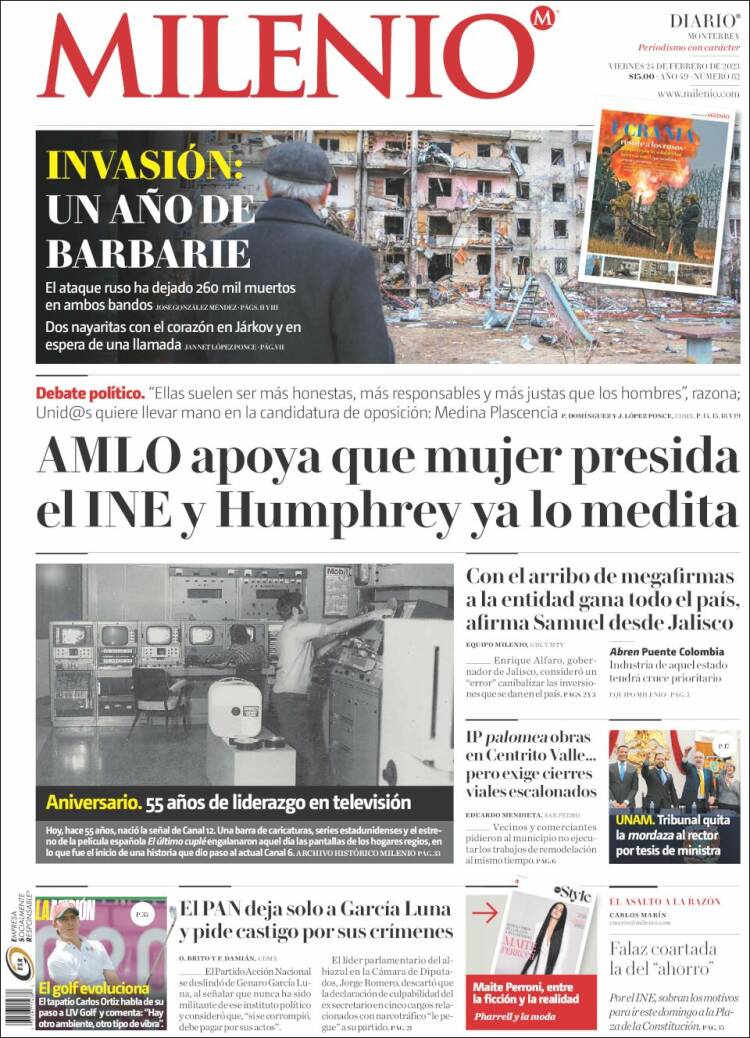 Portada de Milenio de Monterrey (México)