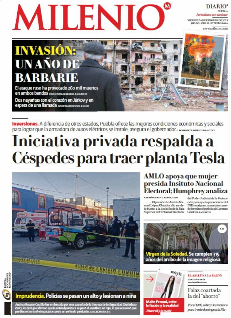 Portada de Milenio de Puebla (México)