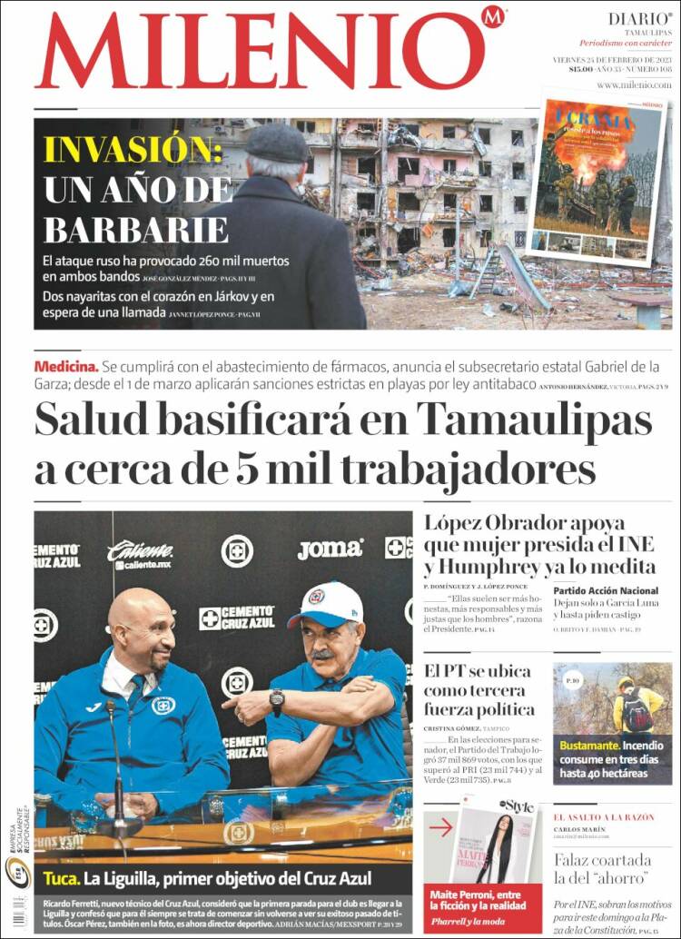 Portada de Milenio - Tamaulipas (México)