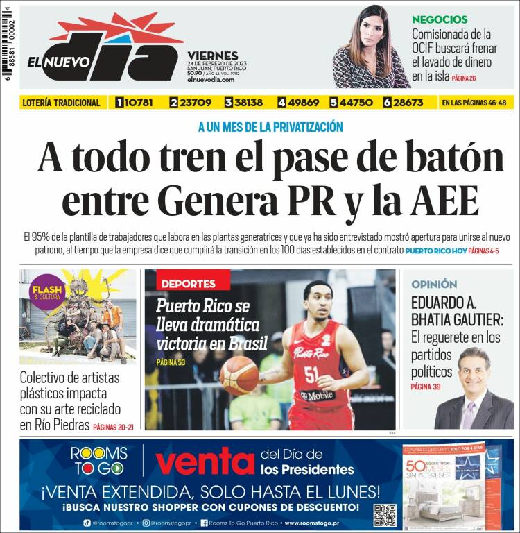 Portada de El Nuevo Día (Puerto Rico)