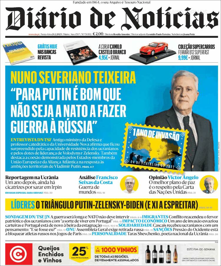 Portada de Diário de Noticias (Portugal)