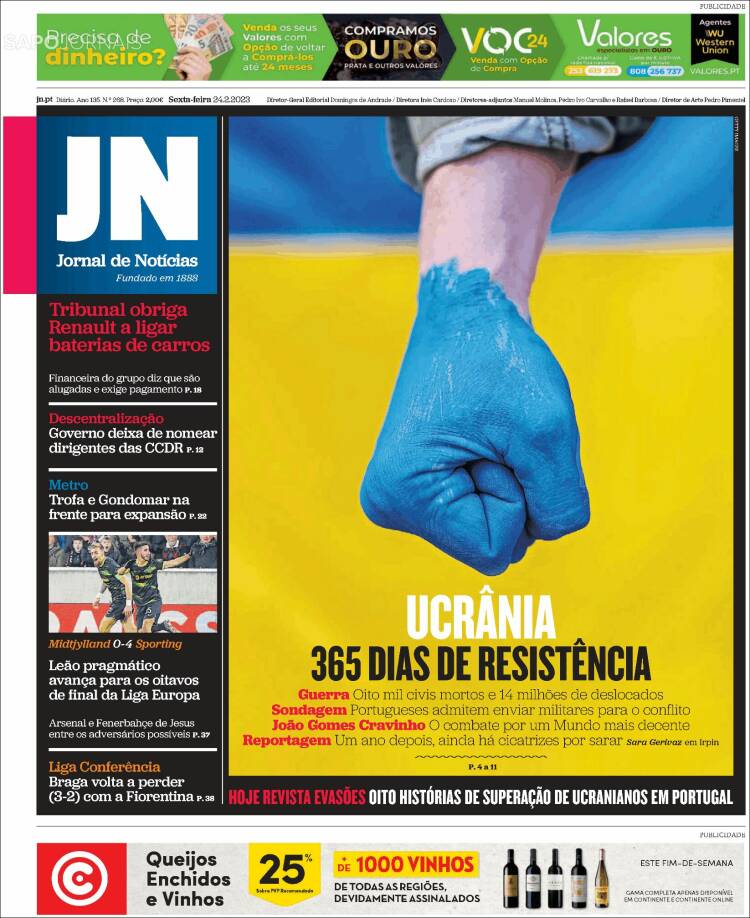 Portada de Jornal de Notícias (Portugal)