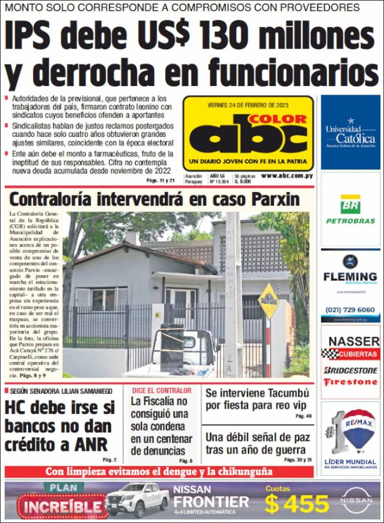 Portada de ABC Color (Paraguay)