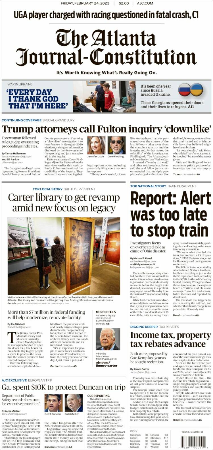 Portada de The Atlanta Journal-Constitution (USA)