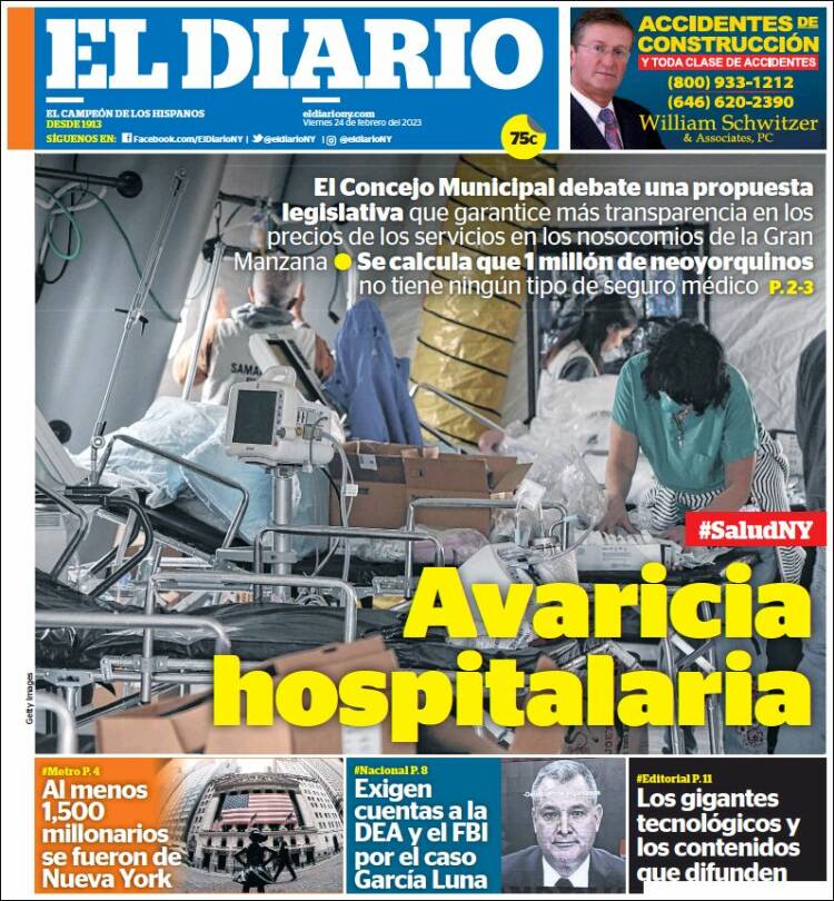 Portada de El Diario NY (USA)