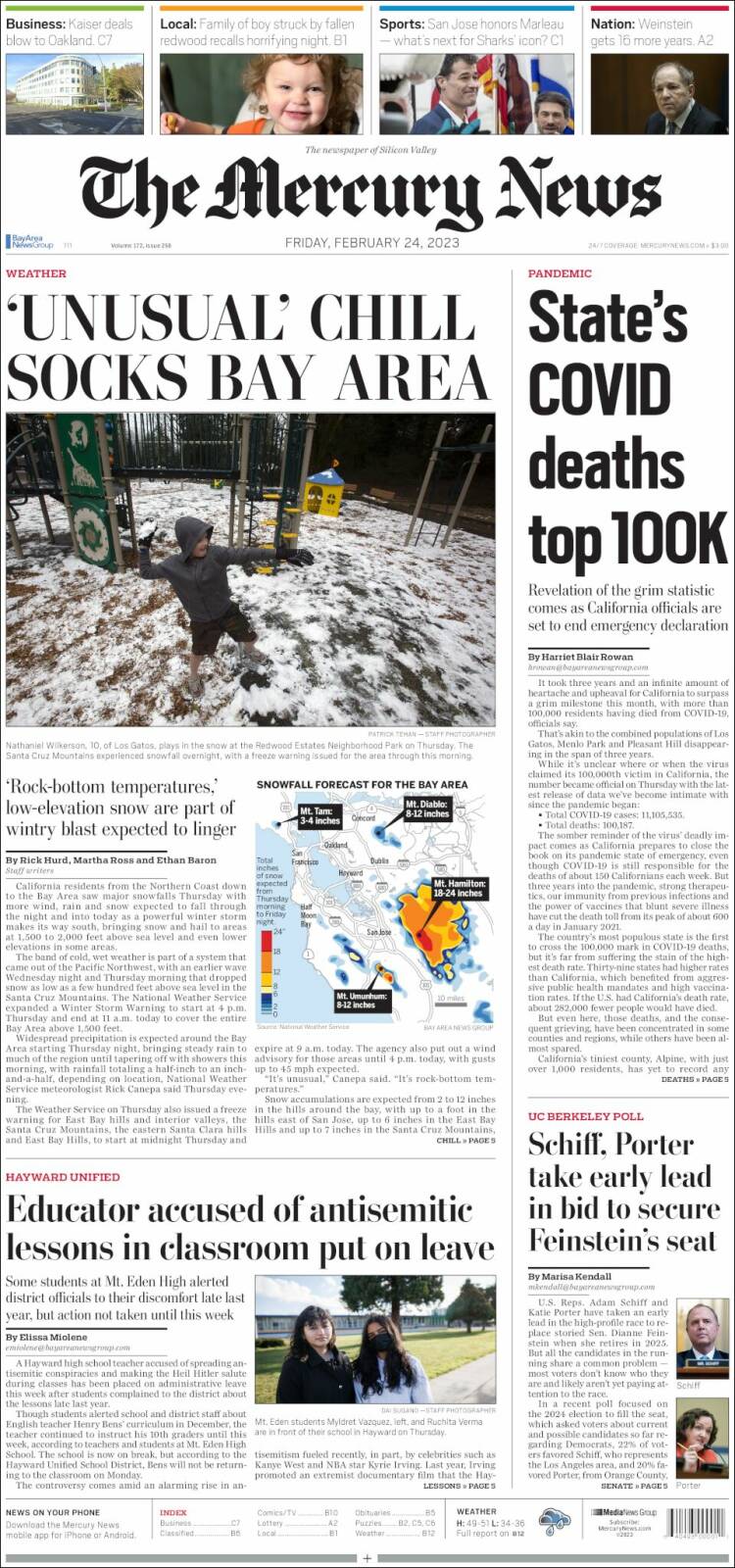 Portada de San Jose Mercury News (USA)