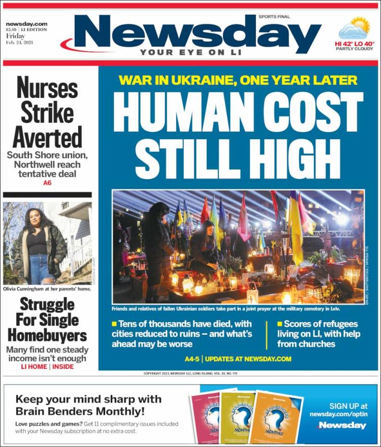 Portada de Newsday (USA)