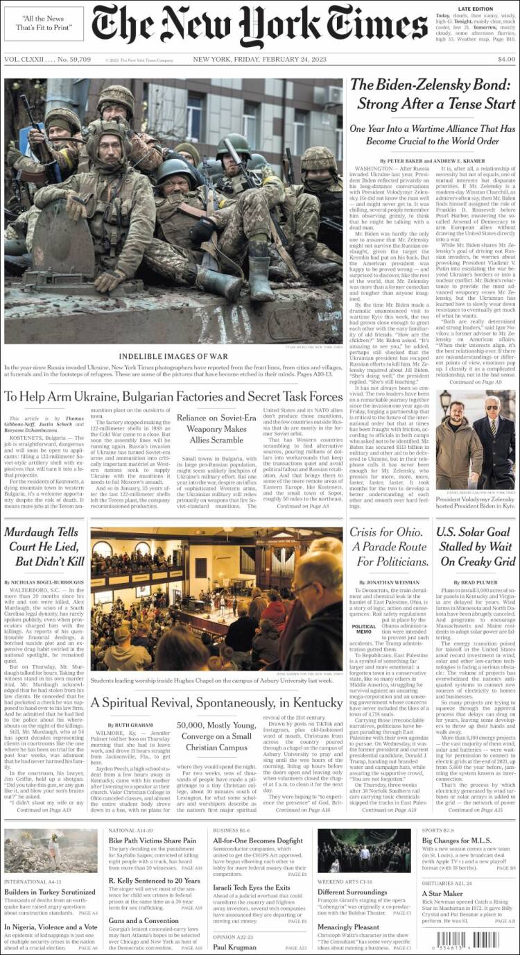 Portada de New York Times (USA)