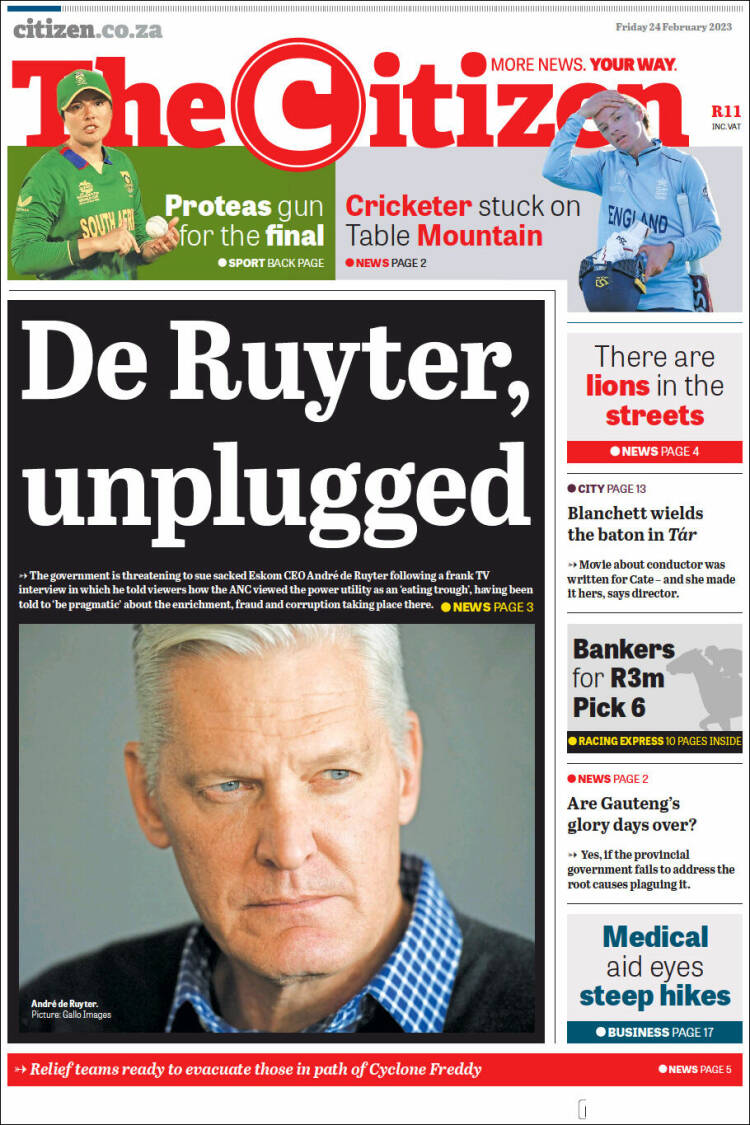 Portada de The Citizen (Sud&aacute;frica)