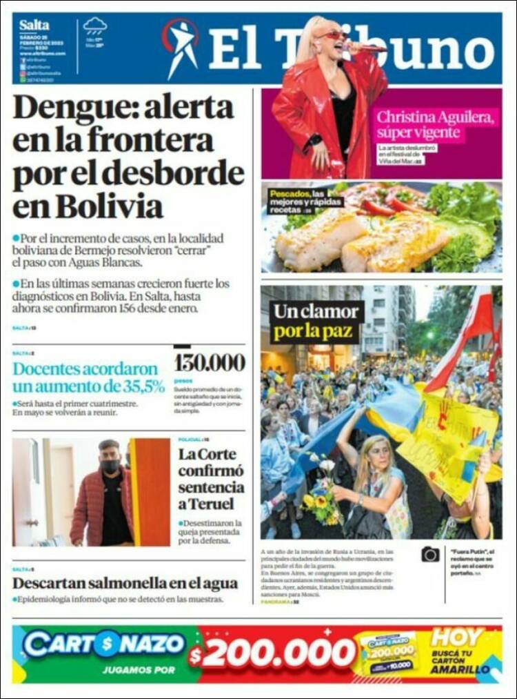 Portada de El Tribuno - Salta (Argentina)