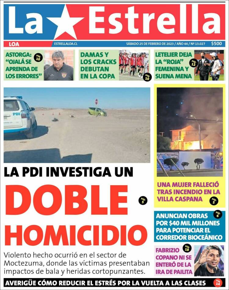 Portada de La Estrella de Loa (Chile)