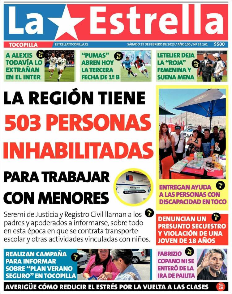 Portada de La Estrella de Tocopilla (Chile)