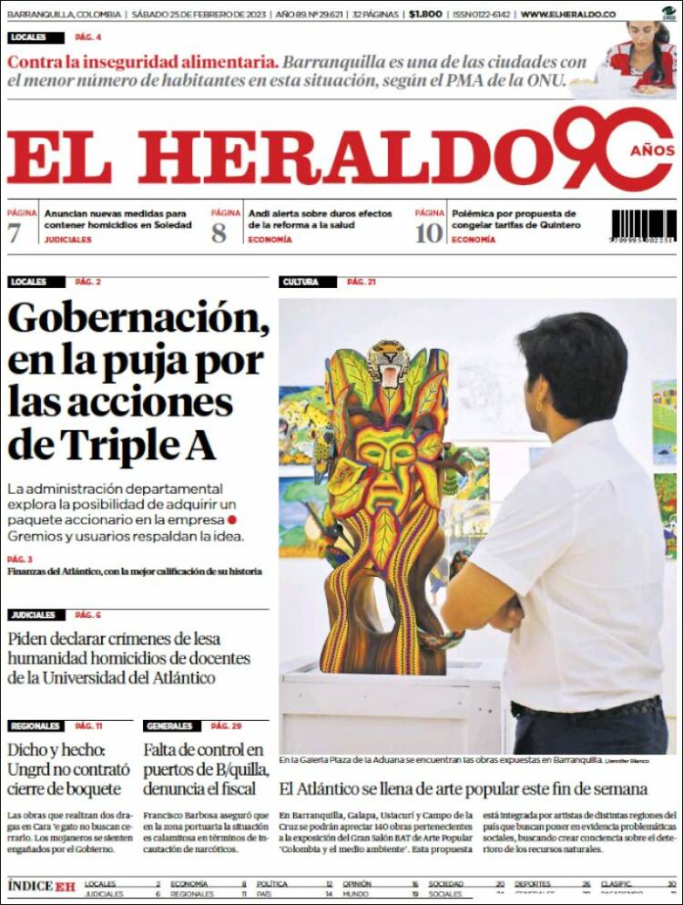 Portada de El Heraldo (Colombia)