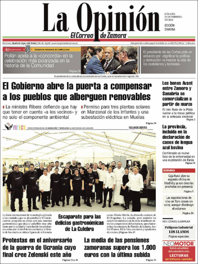 Portada de La Opinión - El Correo de Zamora (España)