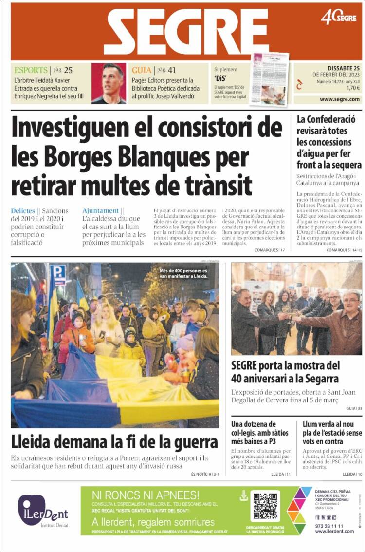 Portada de Segre (España)