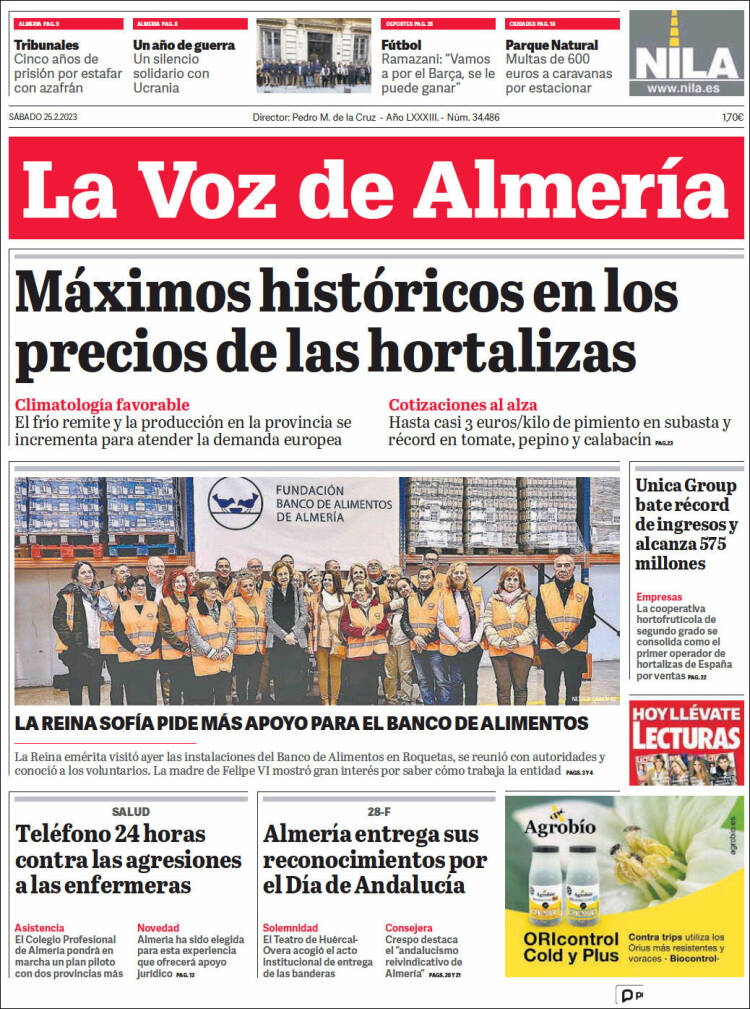 Portada de La Voz de Almería (España)